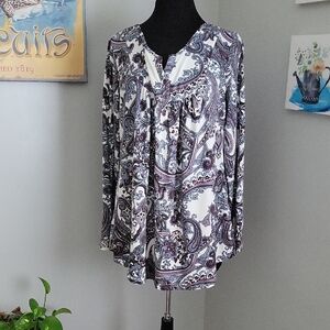Liz Claiborne Black and White Paisley Blouse